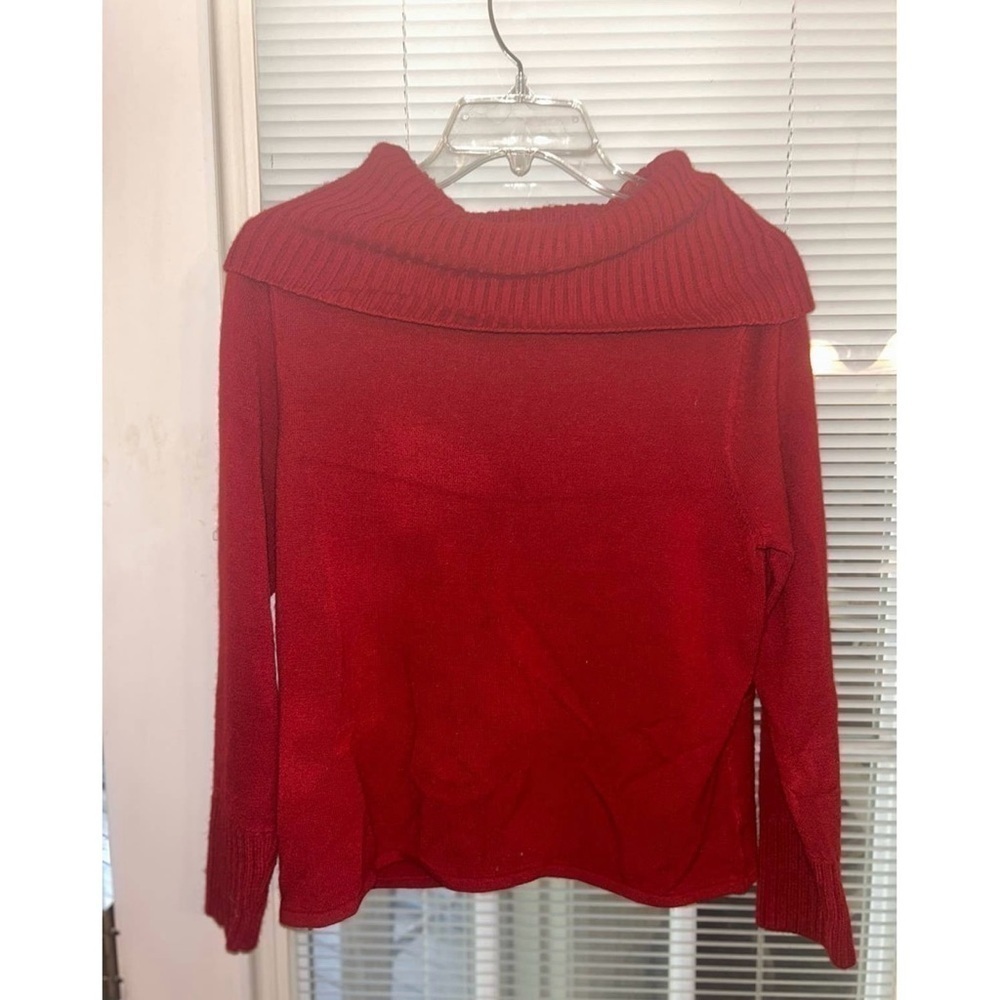 Womens Petite Large Knit Sweater Red Pullover Long Sleeve Top Norton McNaughton - Picture 5 of 9